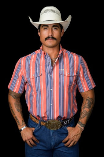 THE JAMES IN SALMON - SHORT SLEEVE SNAP