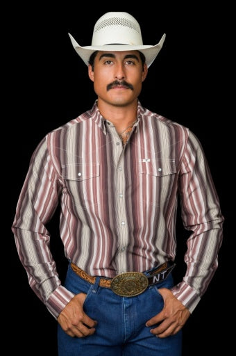 Ferrell The Harrison Long Sleeve Snap Shirt Brown
