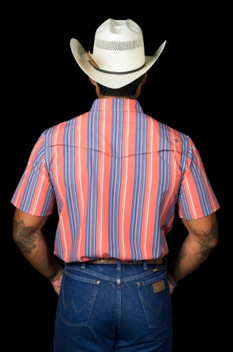 THE JAMES IN SALMON - SHORT SLEEVE SNAP