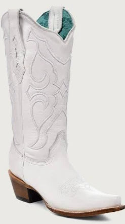 Corral Solid White Embroidery Snip Toe