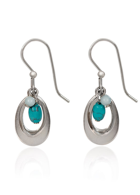 Silver Forest Earring Silver Teal Drop