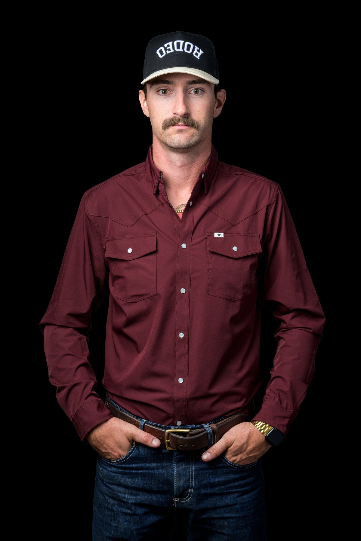 Ferrell Core Maroon Solid Long Sleeve Snap