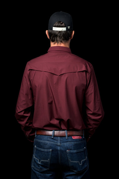 Ferrell Core Maroon Solid Long Sleeve Snap