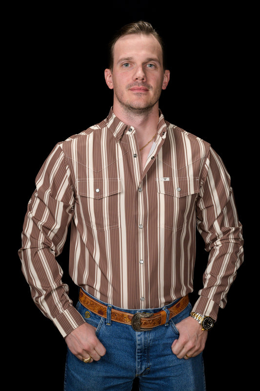 Ferrell The Atlas Brown Long Sleeve Snap Shirt