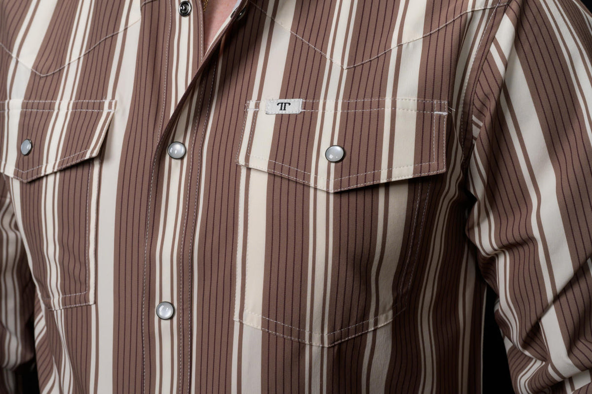 Ferrell The Atlas Brown Long Sleeve Snap Shirt