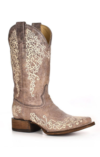 Corral Crater Bone Embroidery Square Toe