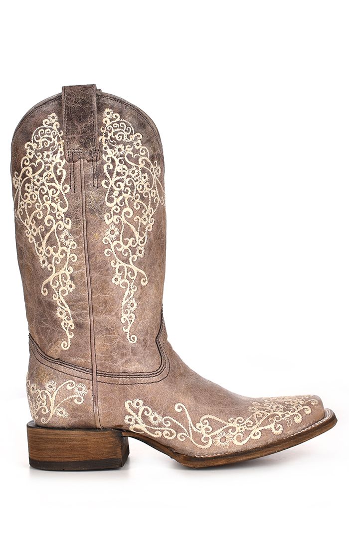 Corral Crater Bone Embroidery Square Toe