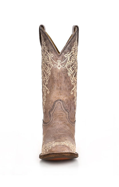 Corral Crater Bone Embroidery Square Toe