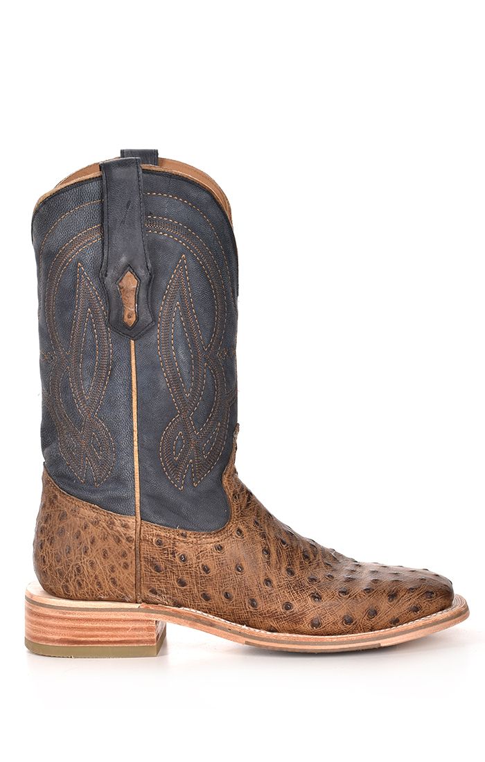 Corral Full Quill Ostrich Orix/Navy Square Toe