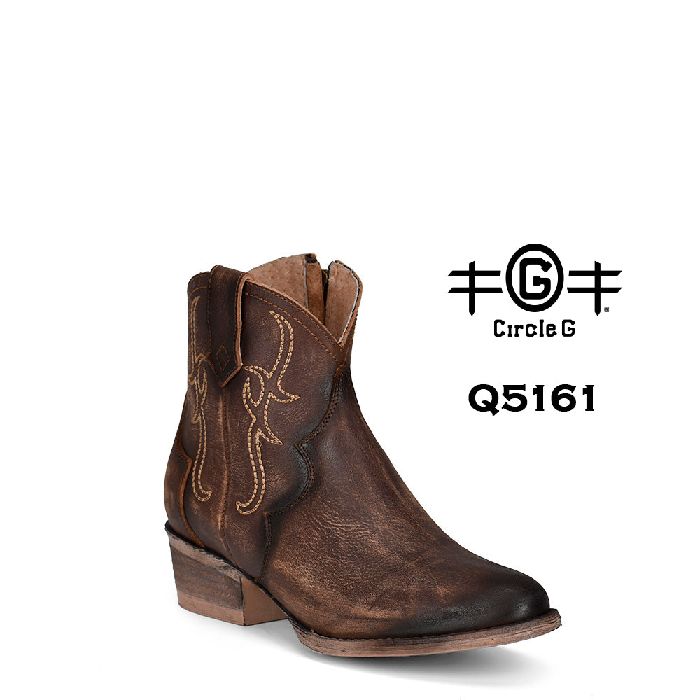Circle G Tobacco Embroidery Bootie