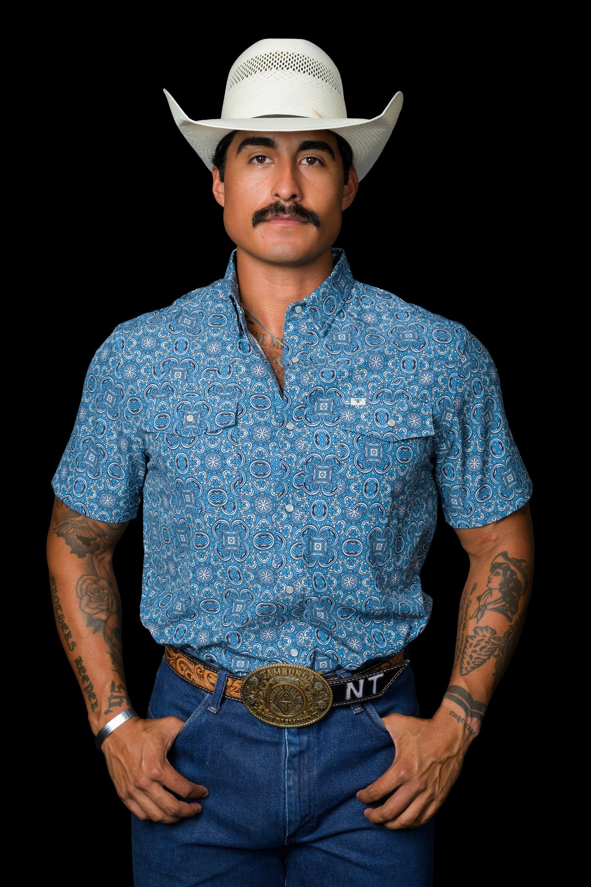 Ferrell The Bennett Short Sleeve Snap Shirt Blue