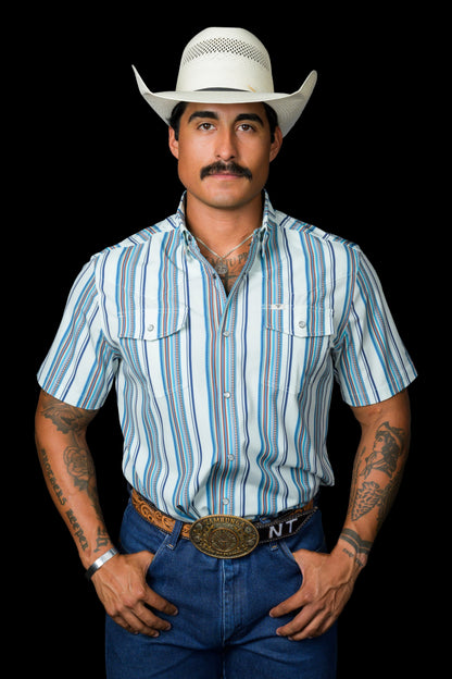 Ferrell The James Short Sleeve Snap Shirt Blue
