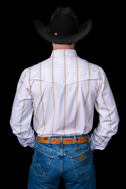 Ferrell The Tristan Long Sleeve Snap Shirt Cream