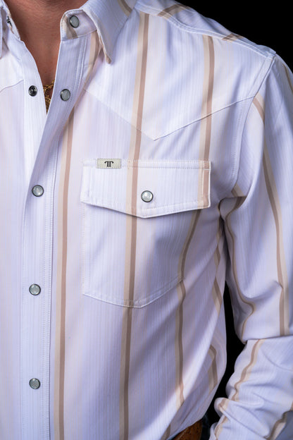 Ferrell The Tristan Long Sleeve Snap Shirt Cream