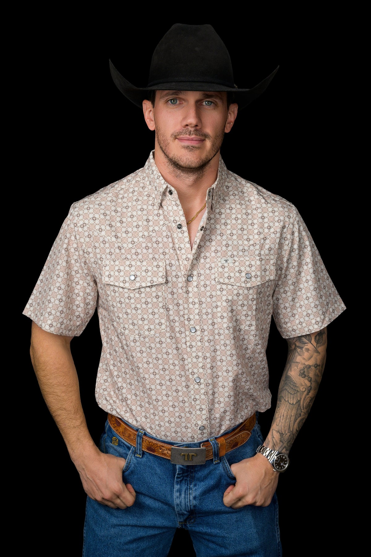 Ferrell The Callen Short Sleeve Snap Shirt Cream