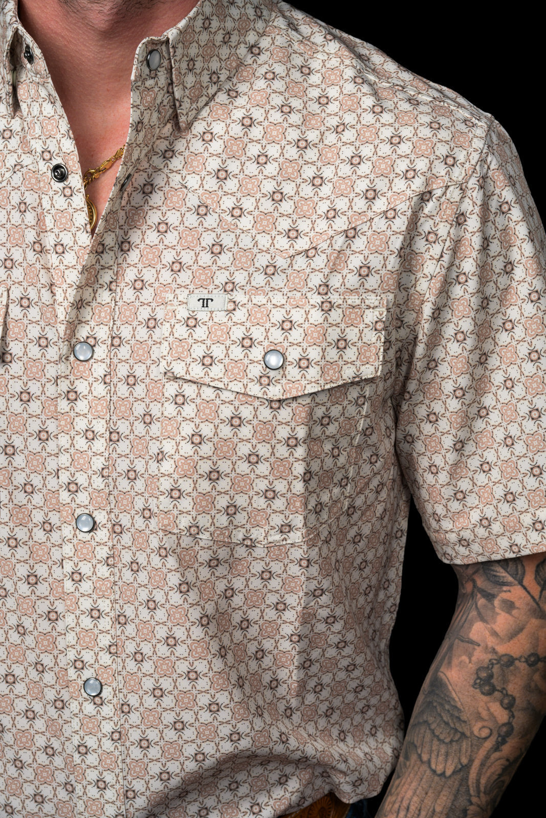 Ferrell The Callen Short Sleeve Snap Shirt Cream