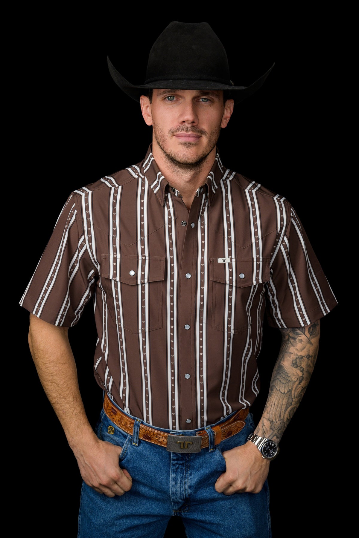 Ferrell The Tucker Short Sleeve Snap Shirt Brown