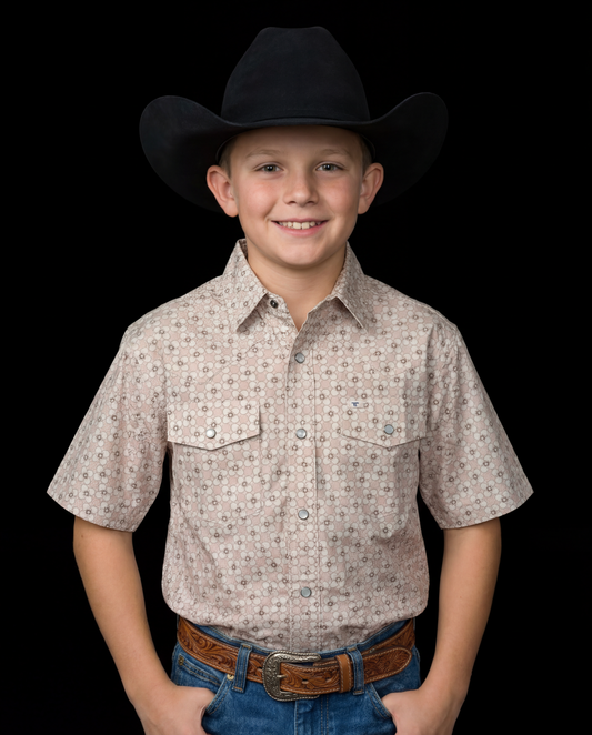Ferrell The Call Kids Short Sleeve Snap Shirt Cream