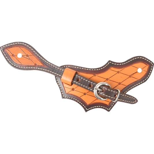Martin Oak Leaf Spur Straps with Dyed Edge and Quilted Tooling