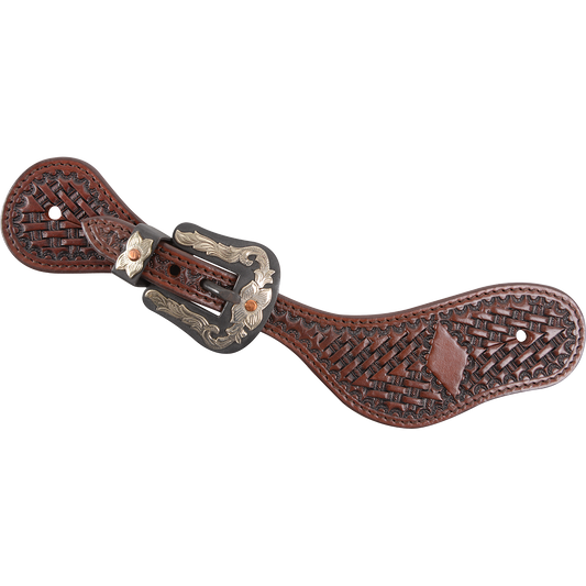 Cashel Cowboy Spur Straps with Antique Diamond Tooling