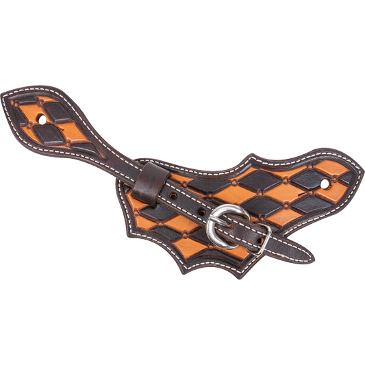 Martin Hermann Oak Leather Leaf Natural Skirting Dyed Edge Quilted Spur Straps