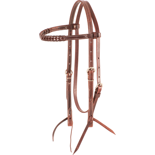 Martin Brown Latigo Leather Browband Headstall with Blood Knots