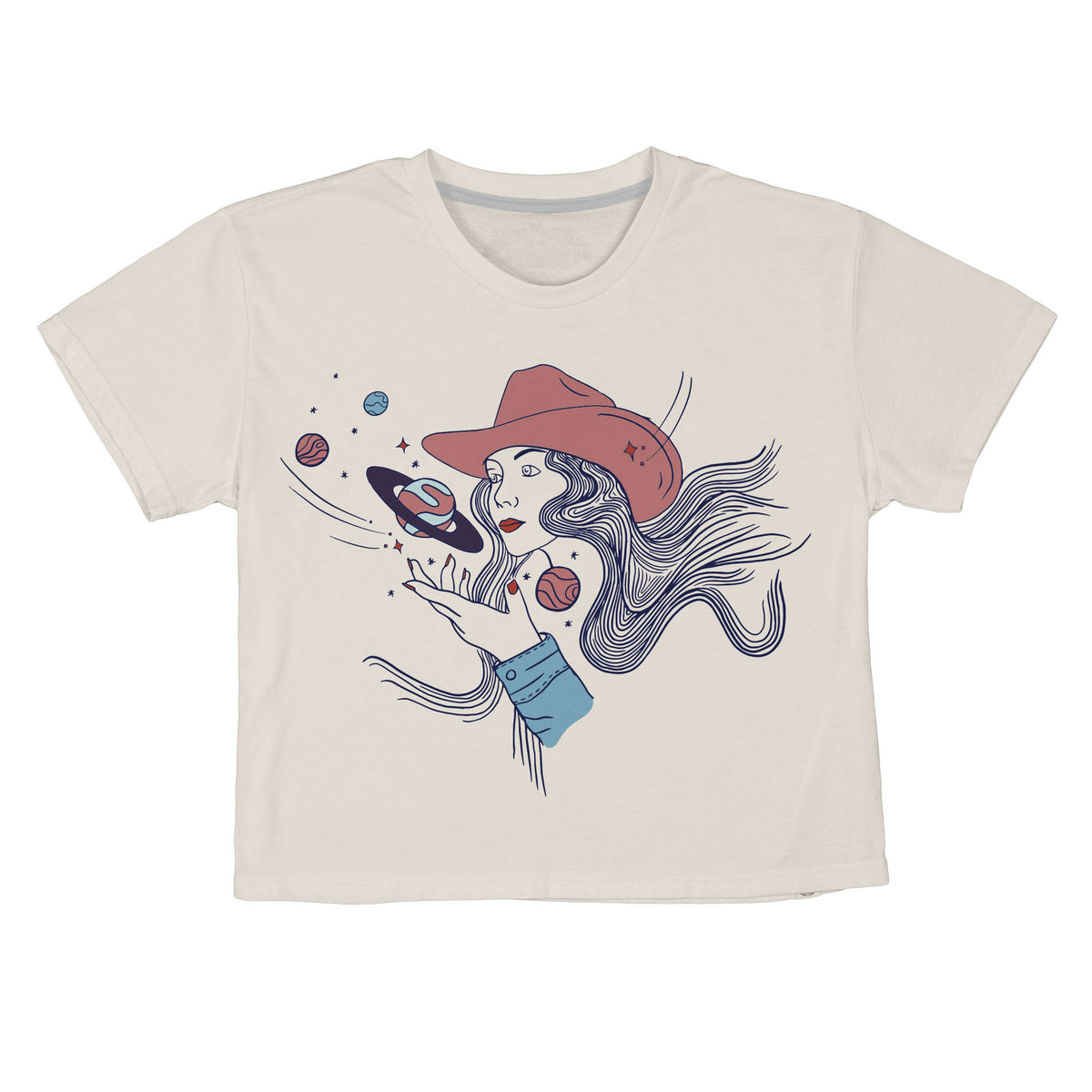 Sendero Cosmic Cowgirl Crop Tee Vintage White