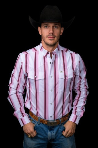 Ferrell The Tristan Long Sleeve Snap Shirt Pink