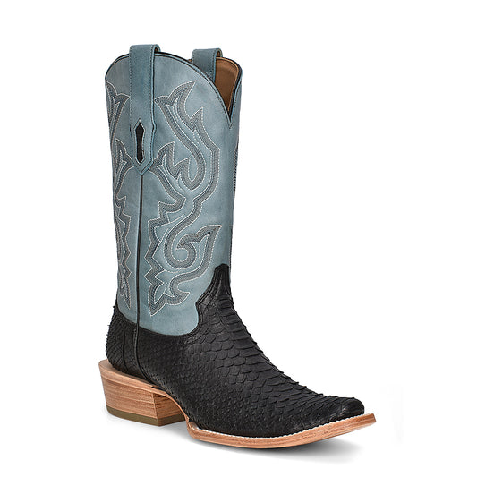 Corral Black Python/Slate Blue Cutter Toe