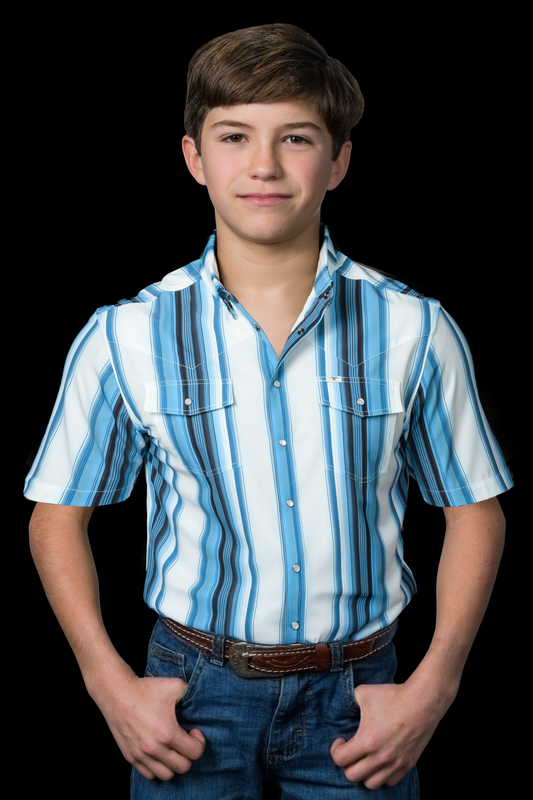 Ferrell Kids Harrison Short Sleeve Snap Shirt Blue