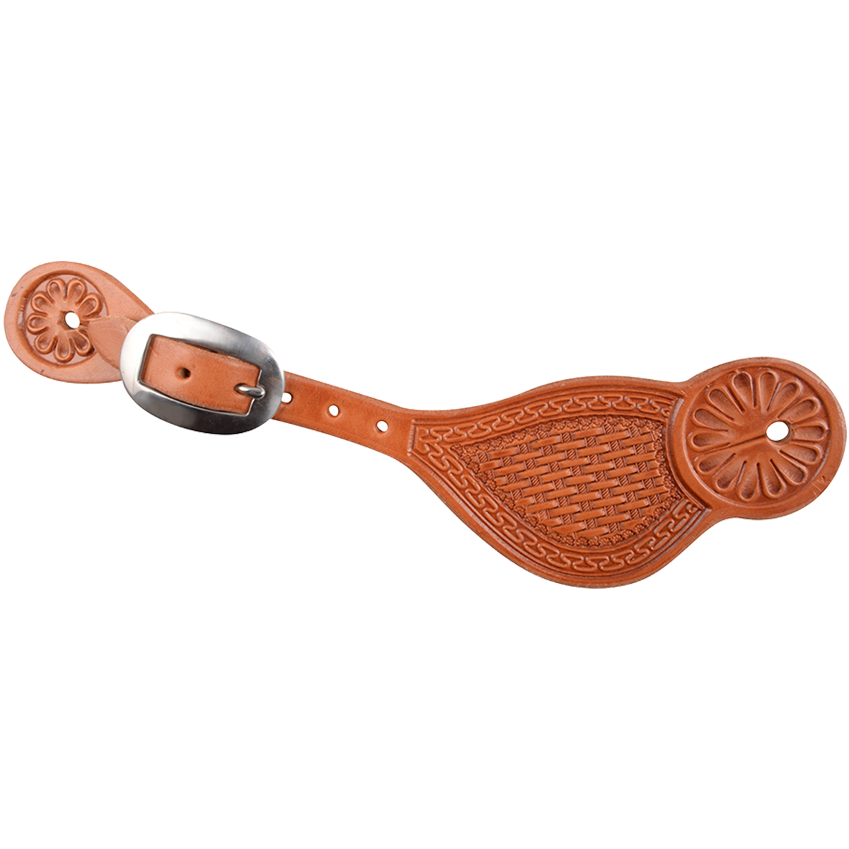 Martin Hermann Oak Leather Tombstone San Carlo Basket Tooled Spur Straps