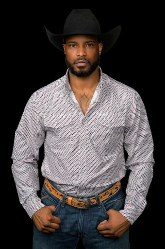 Ferrell The Spade Long Sleeve Snap Shirt White