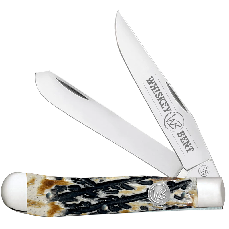 Whiskey Bent Natural Bone Carved Burnt Bone Trapper