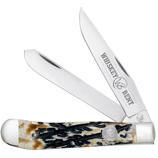 Whiskey Bent Natural Bone Carved Burnt Bone Trapper