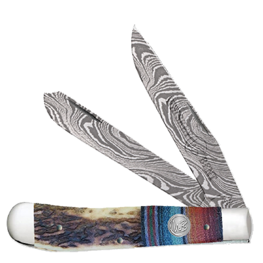 Whiskey Bent G10 Bone Damascus Bandito Trapper