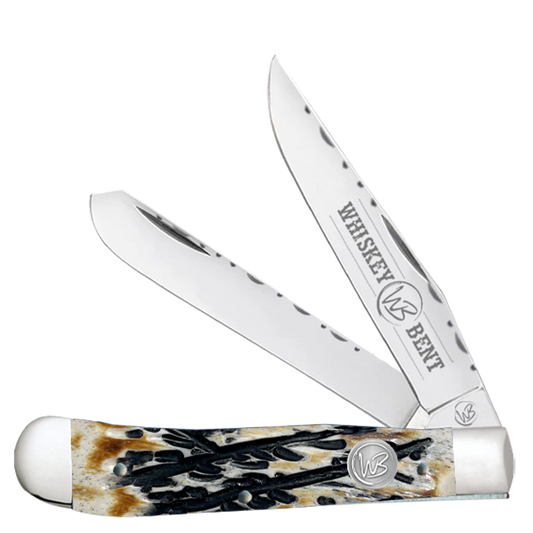 Whiskey Bent Natural Bone Carved Burnt Bone Trapper Filework