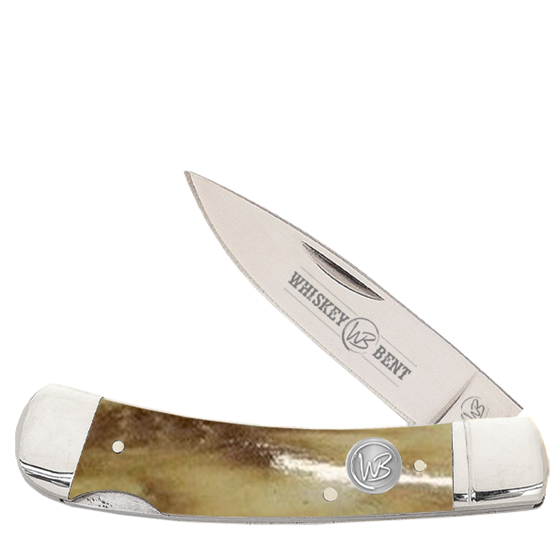 Whiskey Bent Natural Bone Burnt Bone Lock Blade