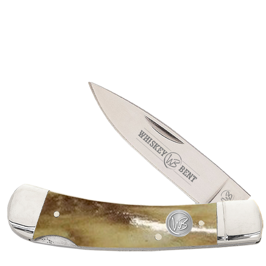 Whiskey Bent Natural Bone Burnt Bone Lock Blade